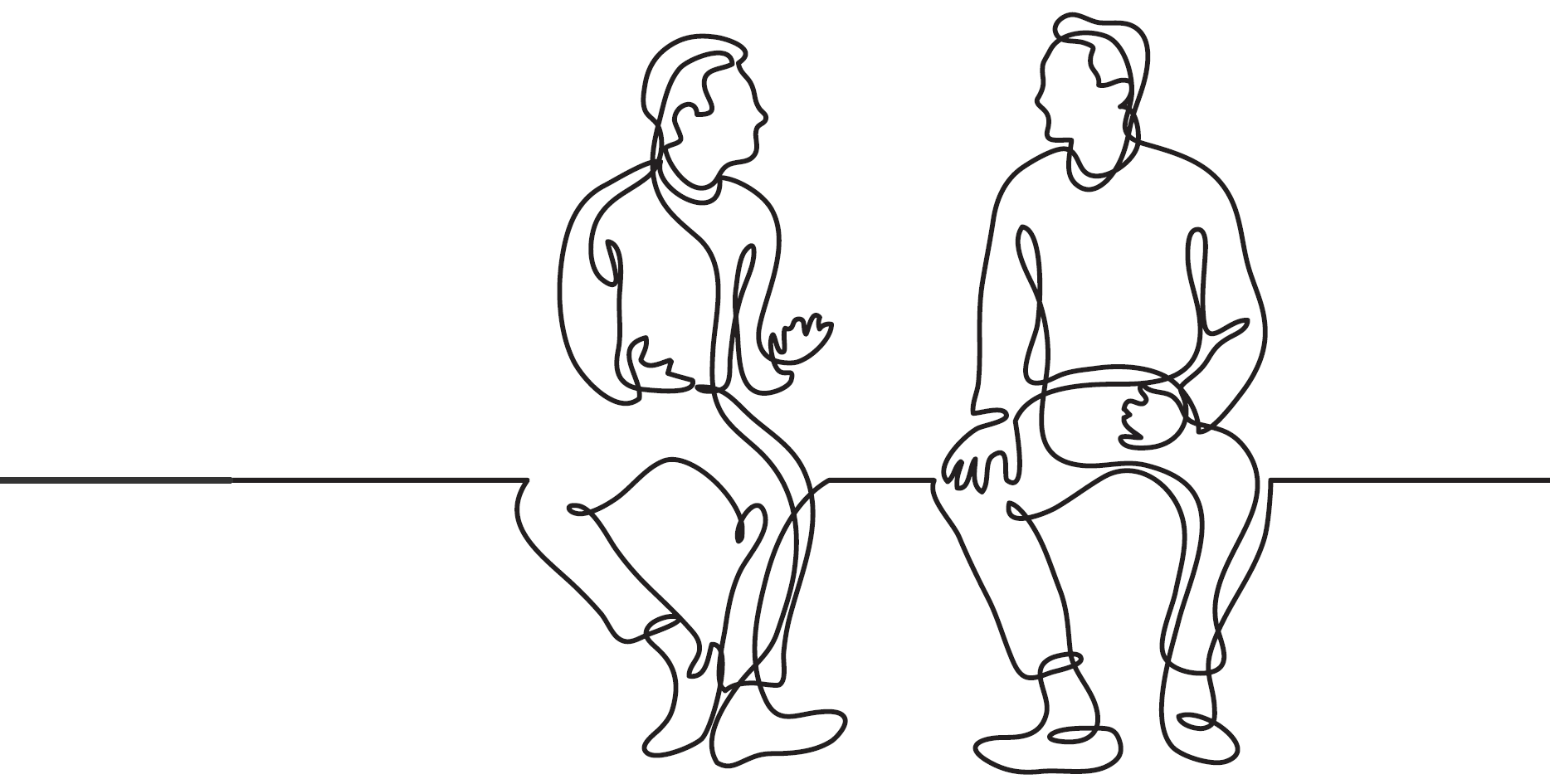 two men in discussion A simple line drawing